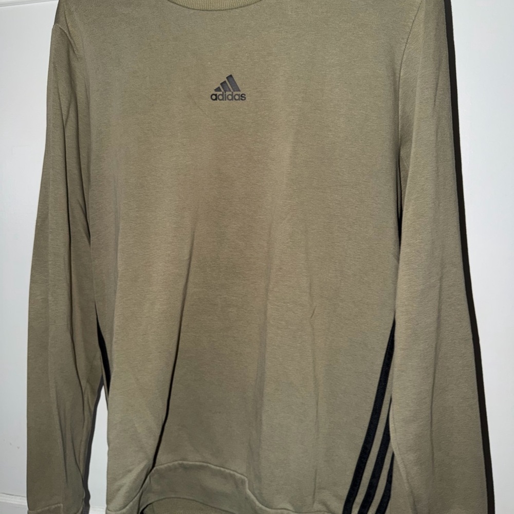 Adidas Khaki Crewneck with Black Accents